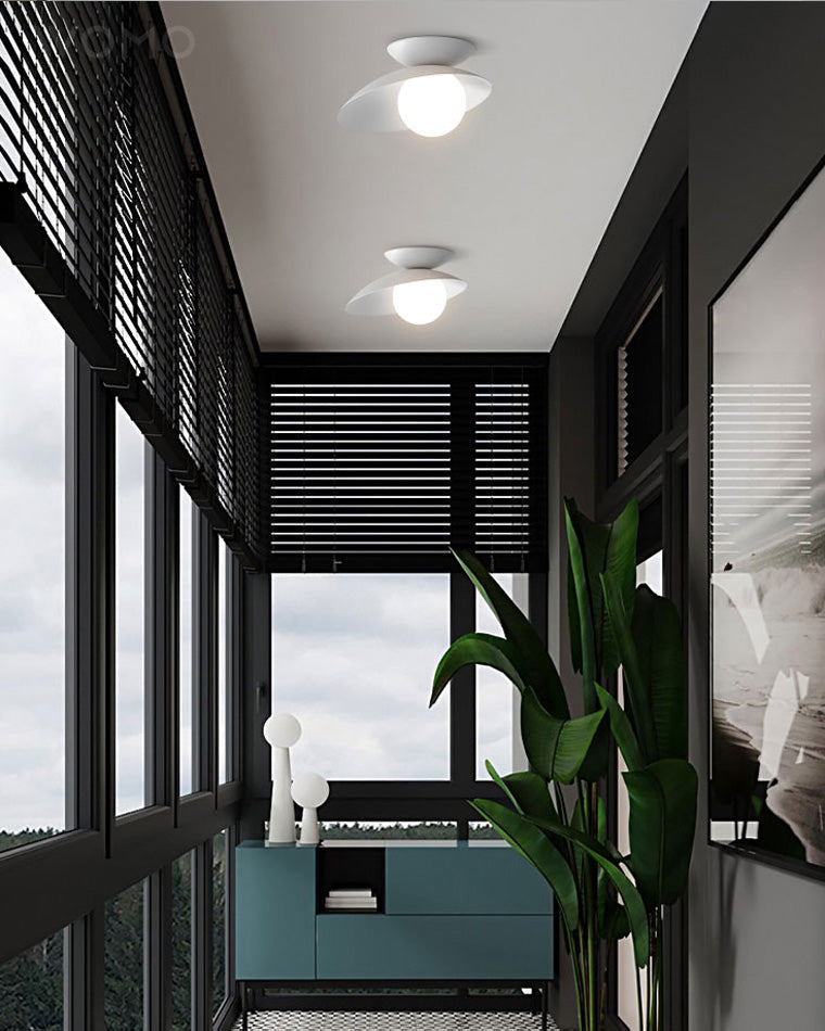 Asymmetrical Frosted Glass Globe Ceiling Light