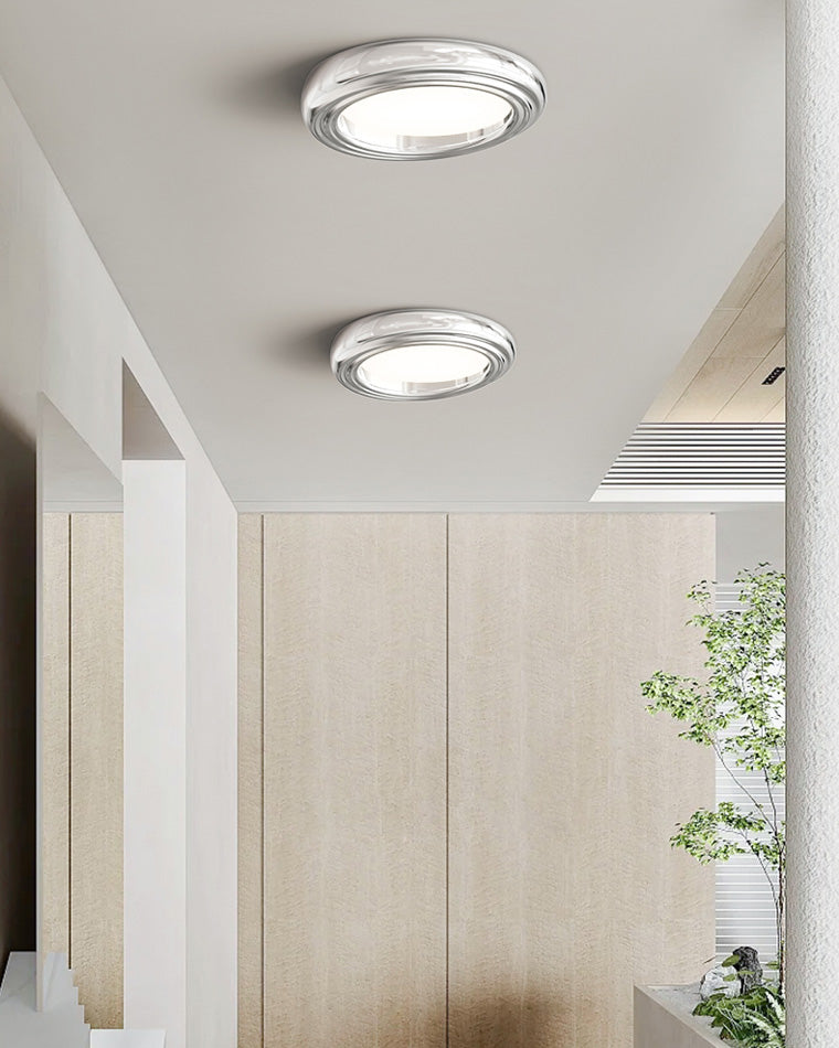 Dimmable Flat Round Chrome Ceiling Light
