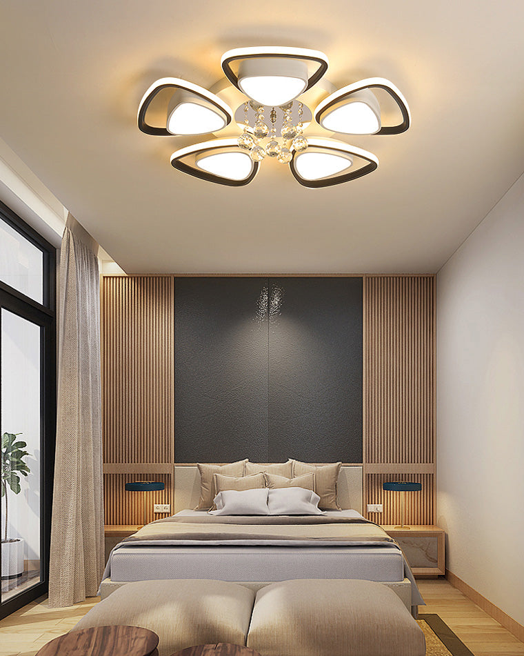 Modern Round Flower Pattern Crystal Ceiling Light