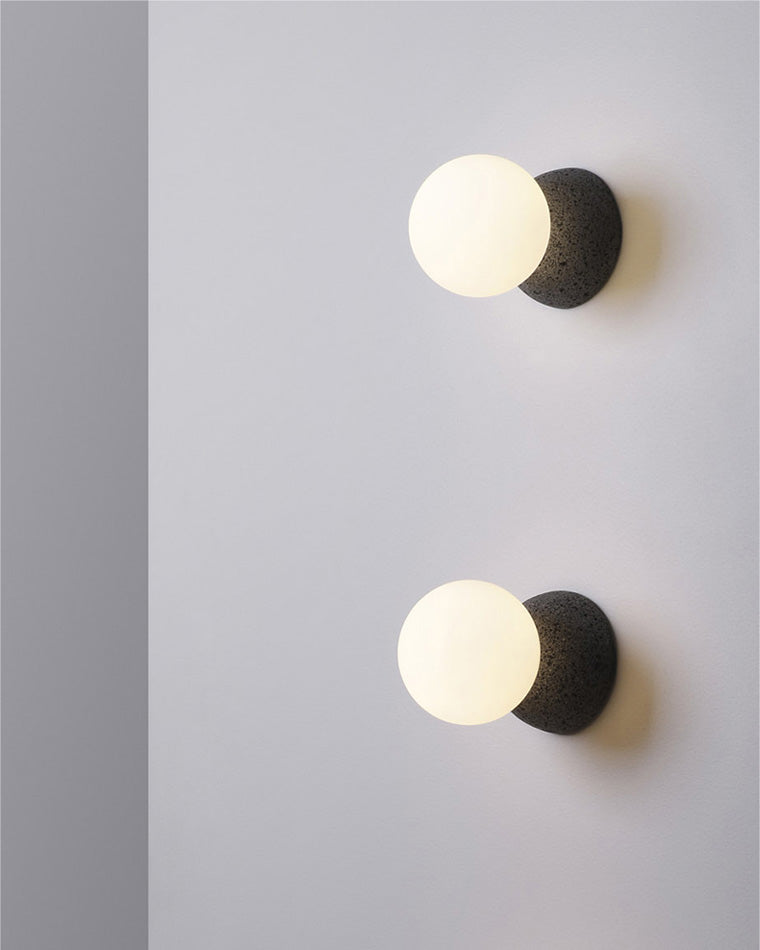 Spherical Glass and Concrete Wall Light