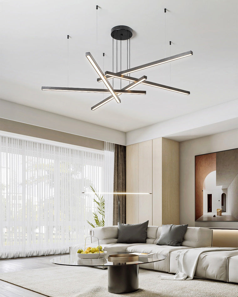 Multi-rod LED chandelier
