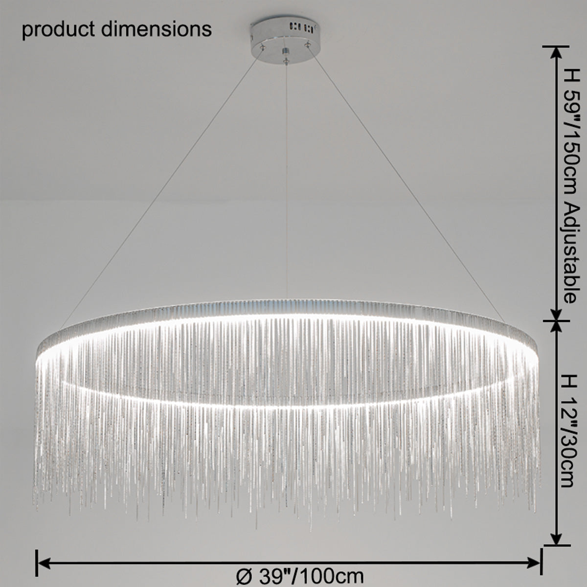 Round Chandelier - Fringed Shine