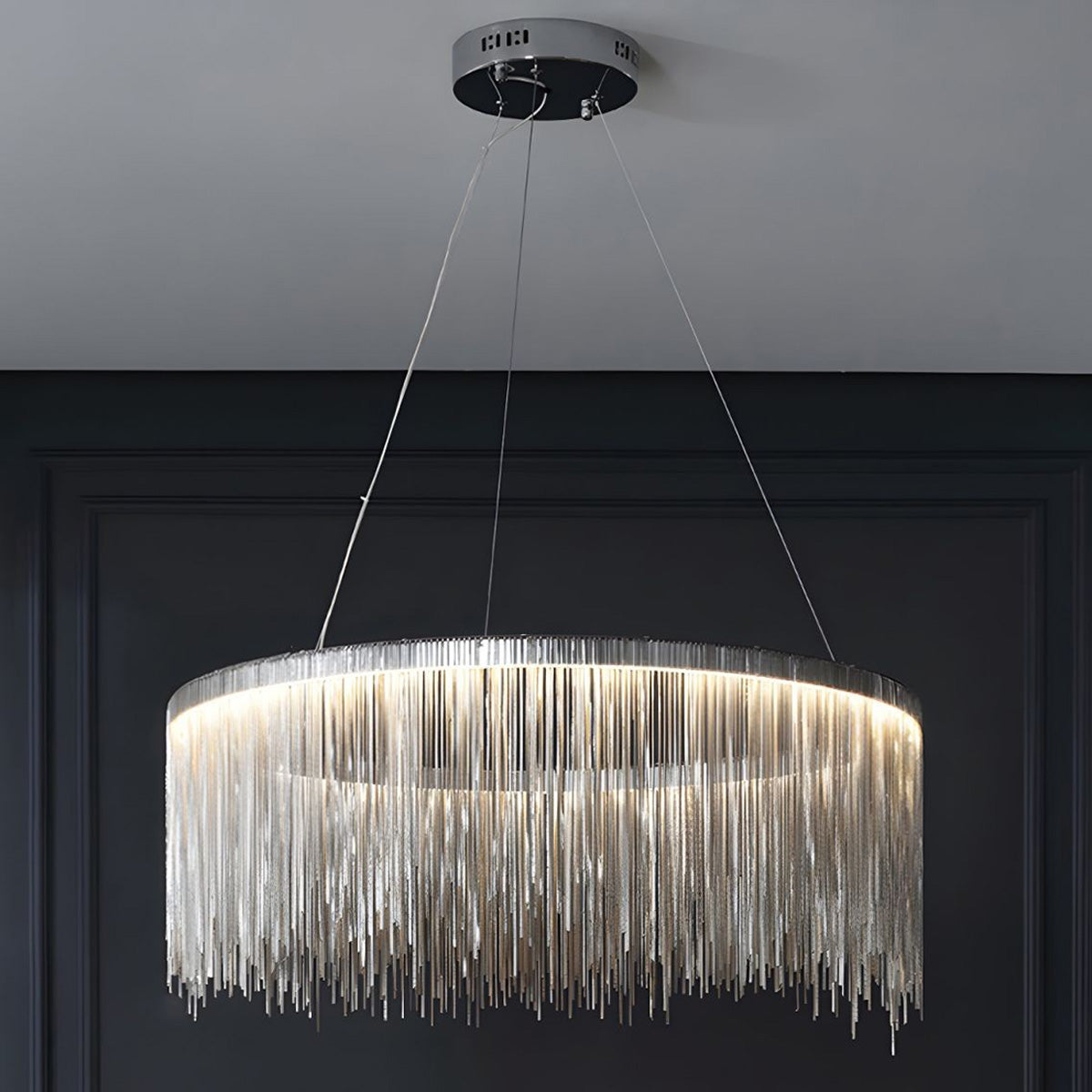 Round Chandelier - Fringed Shine