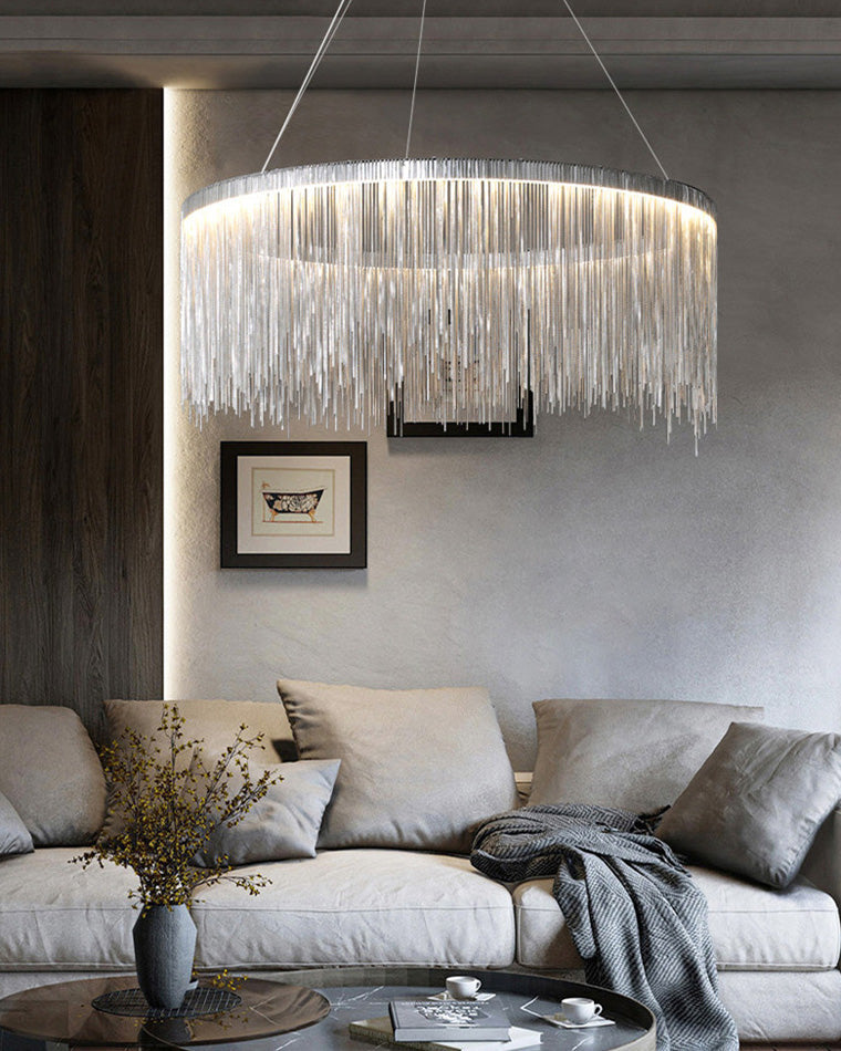 Round Chandelier - Fringed Shine