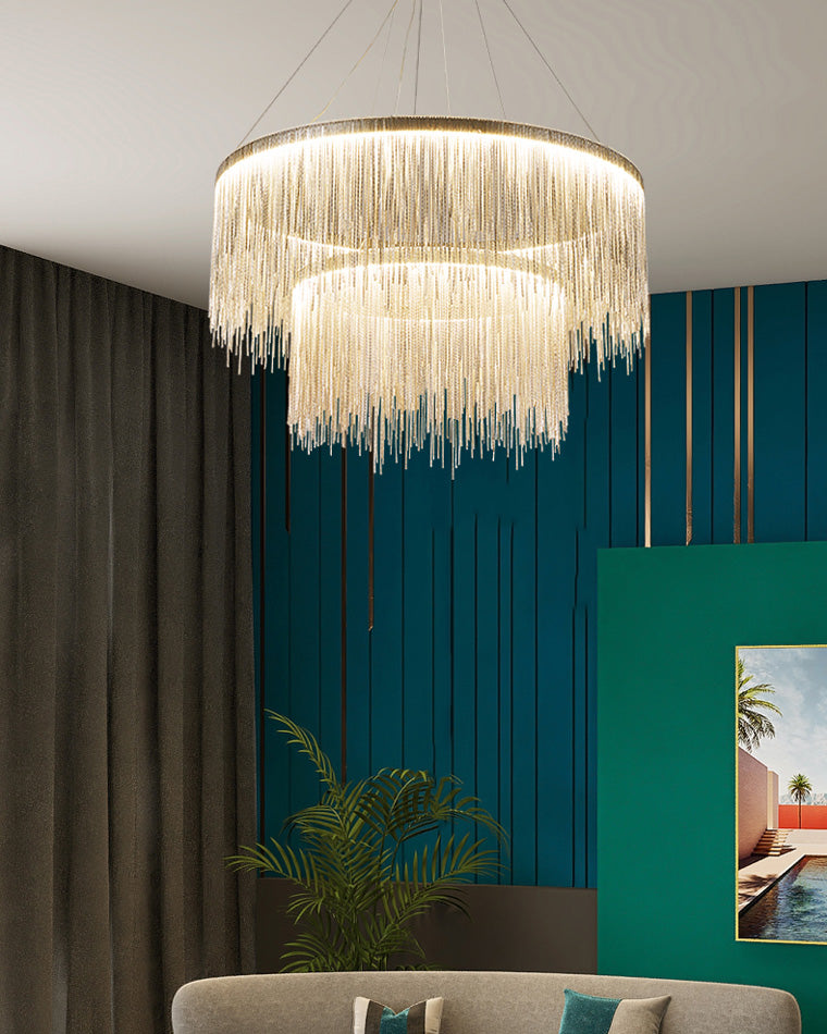 Round Chandelier - Fringed Shine