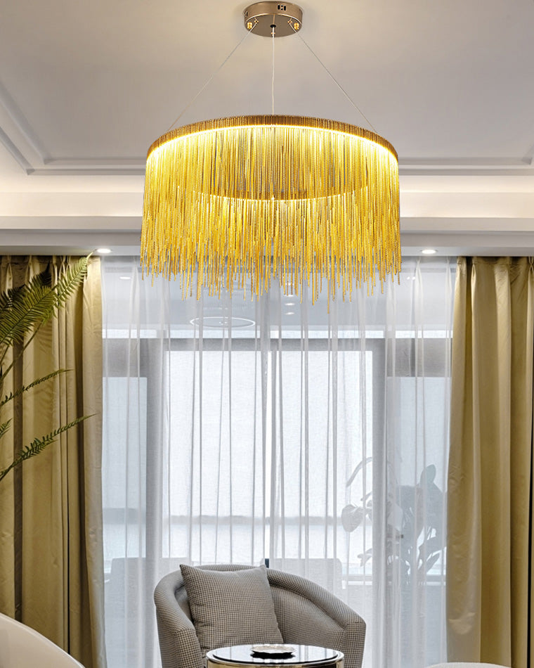 Round Chandelier - Fringed Shine