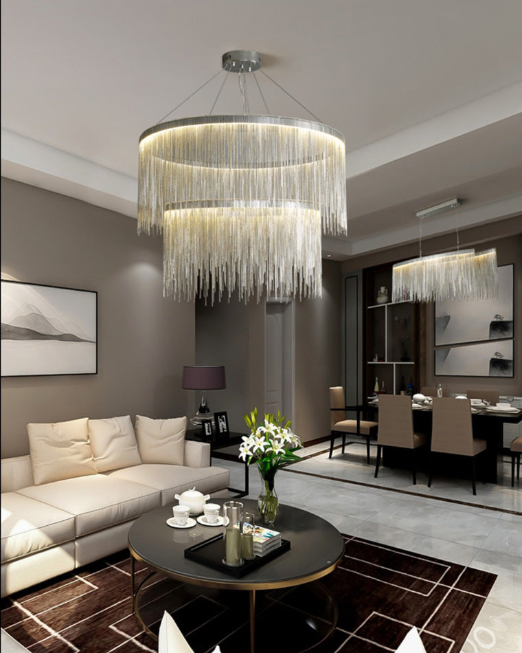 Round Chandelier - Fringed Shine