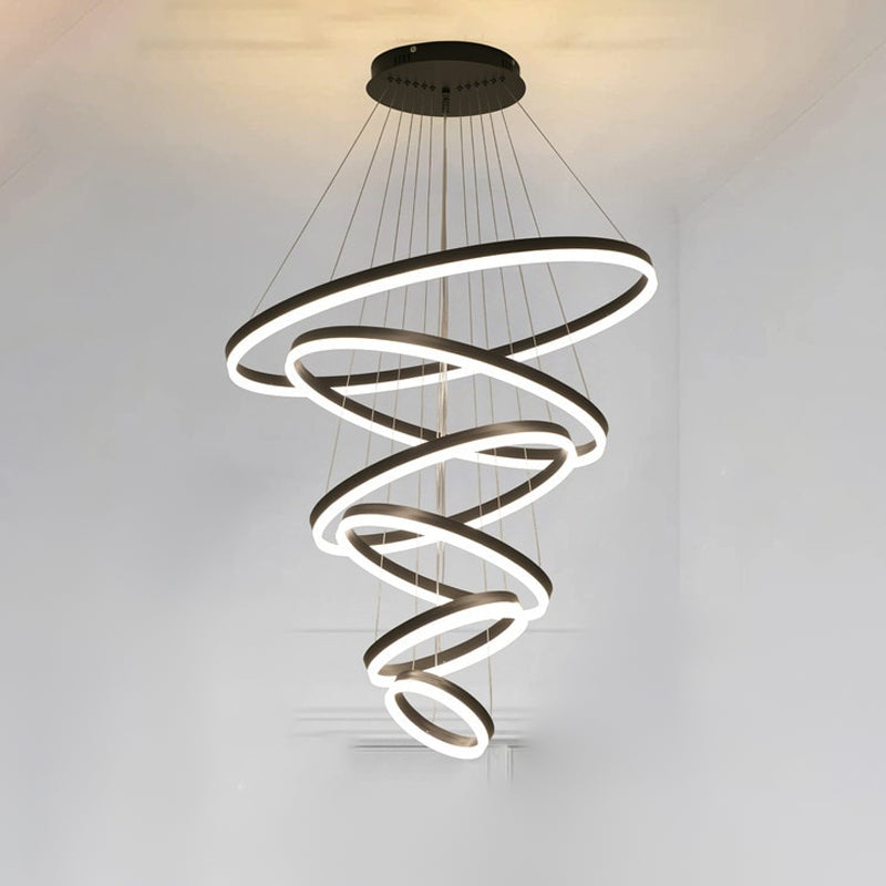 LED Ring Chandelier - Cascading Elegance