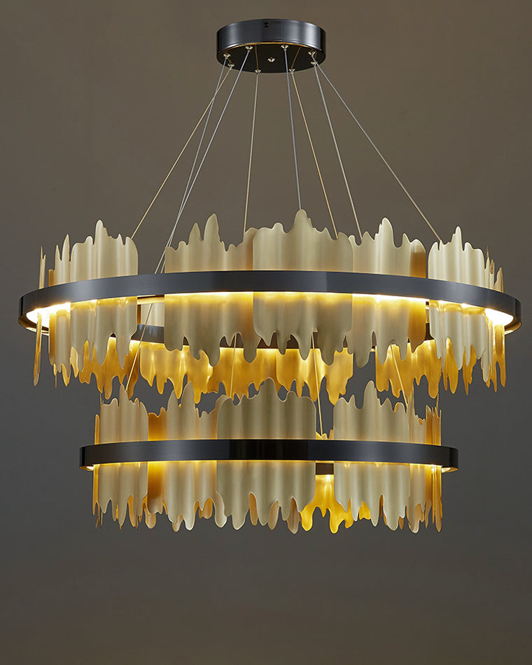 Lustre Rond - Iceberg Noir & Or