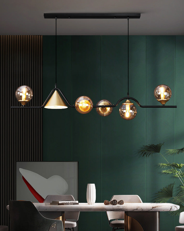 Lustre Linéaire en Globe de Verre
