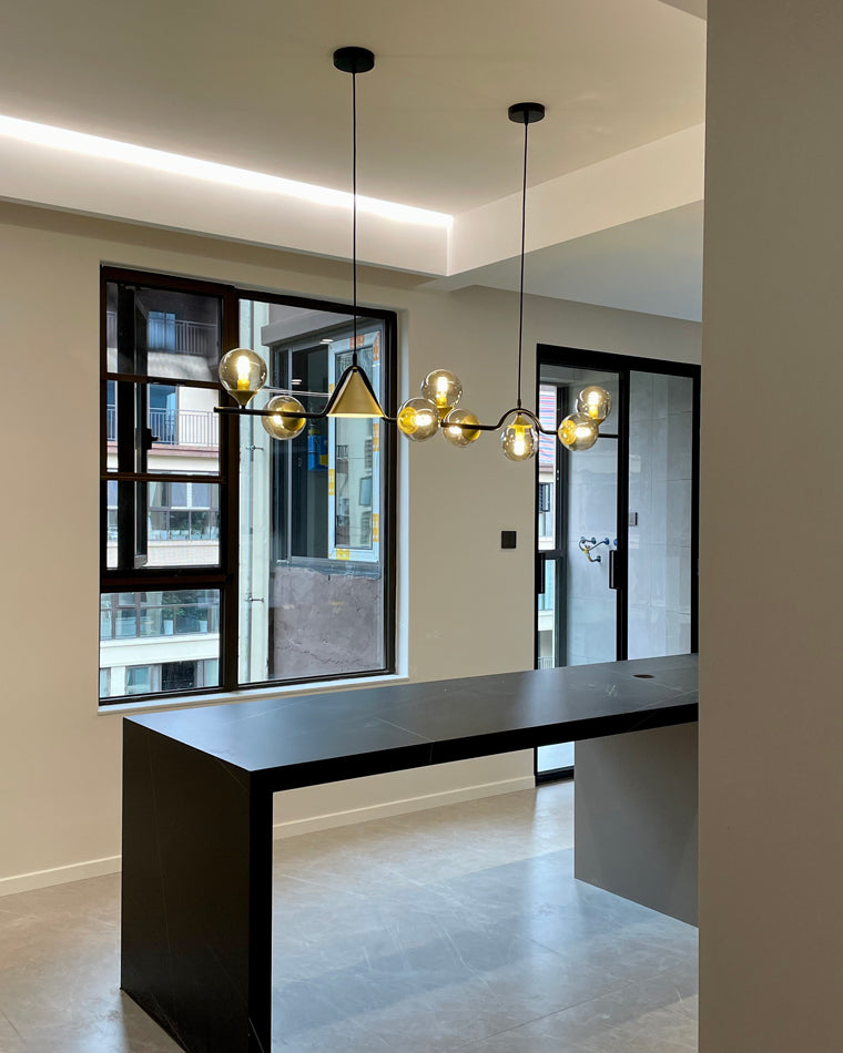 Lustre Linéaire en Globe de Verre