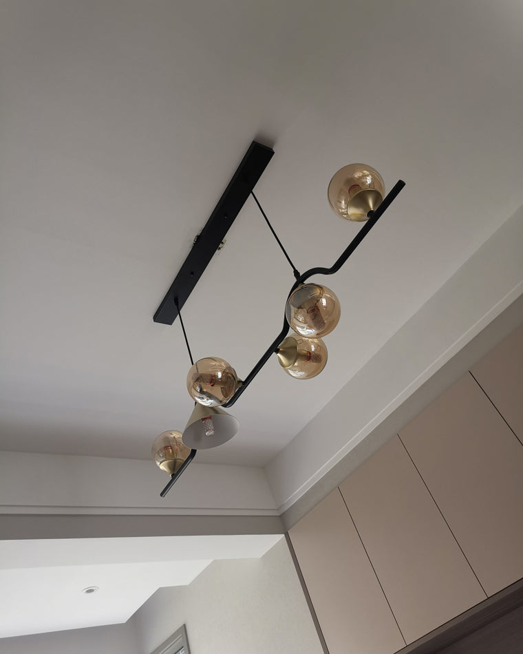 Lustre Linéaire en Globe de Verre