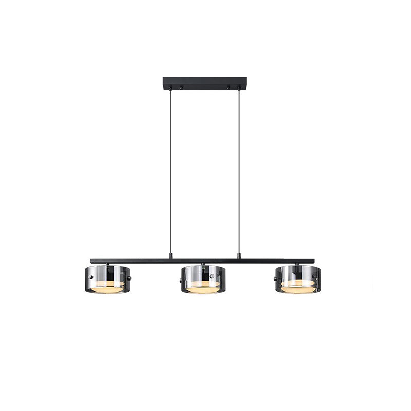 Black Glass Drum Pendant Light