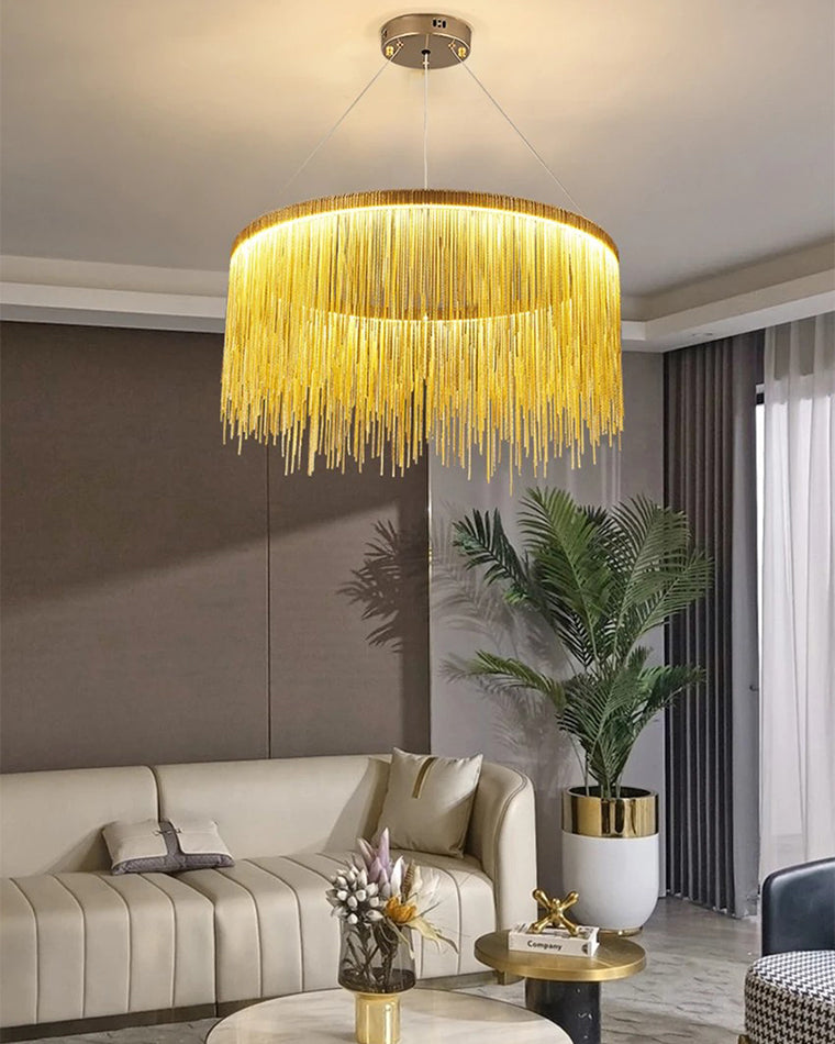 Round Chandelier - Fringed Shine