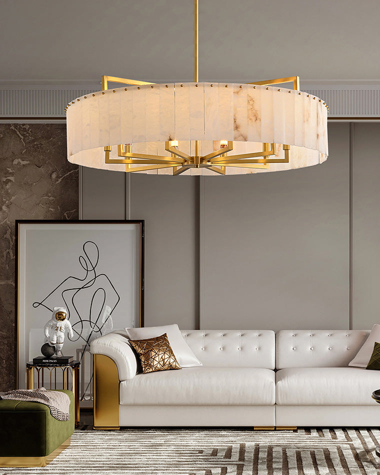 Round Mineral Gold Chandelier