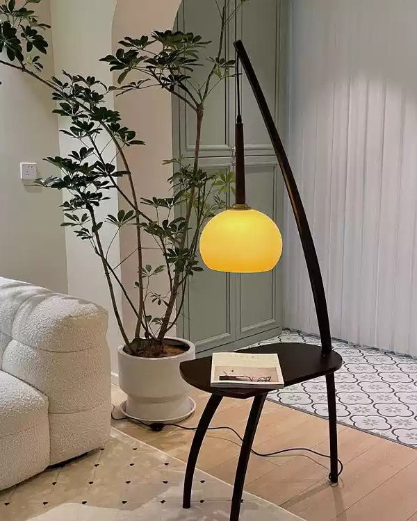 Hanging Floor Lamp with Integrated Table