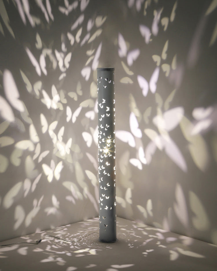 Cylindrical Floor Lamp with Butterfly Ambiance