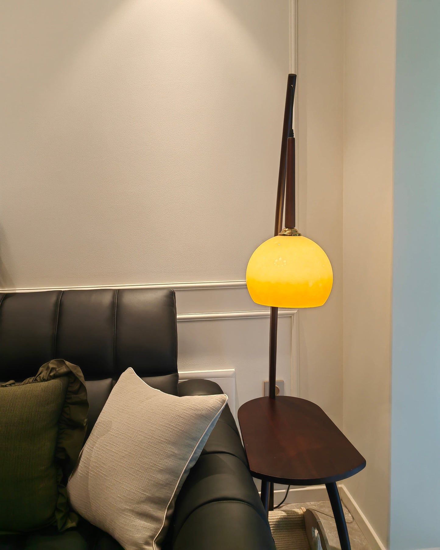 Hanging Floor Lamp with Integrated Table