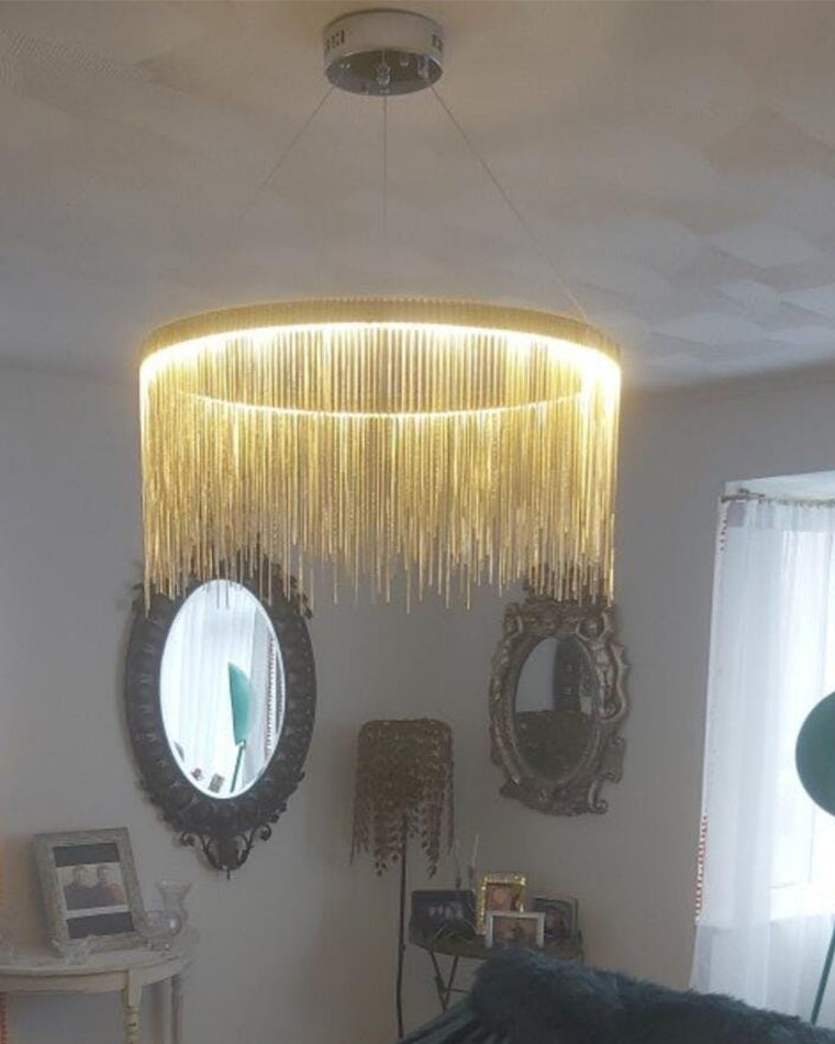 Round Chandelier - Fringed Shine