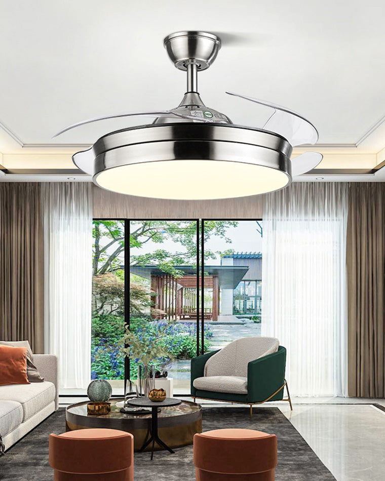 Modern black retractable ceiling fan