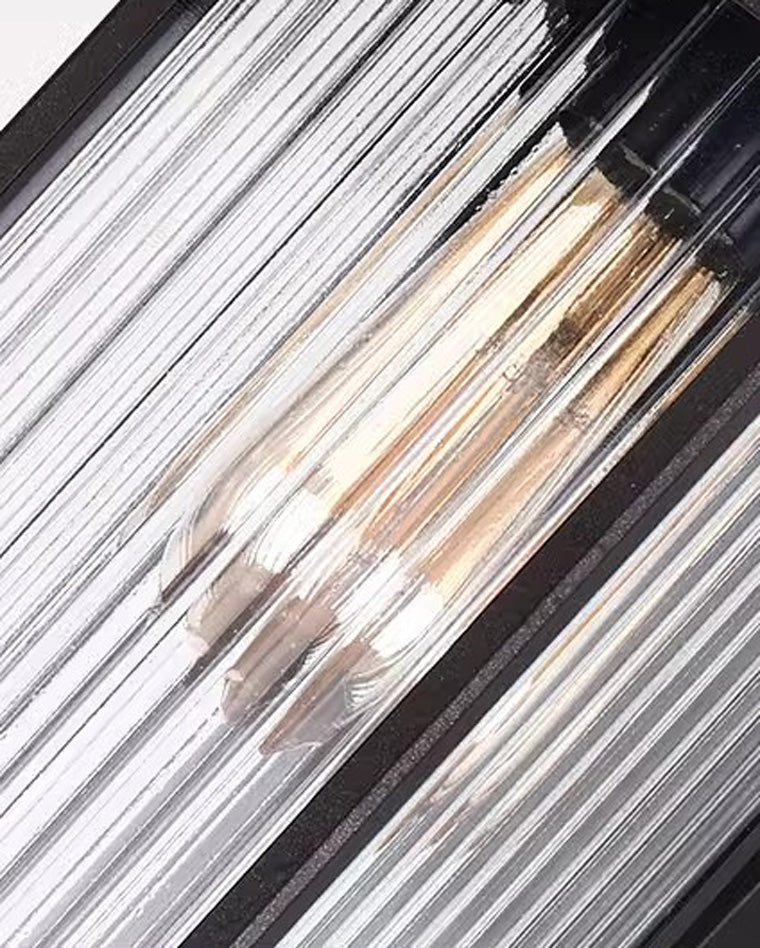 Applique Murale Extérieure Verre Cannelé Vintage – Finition Marron Élégante