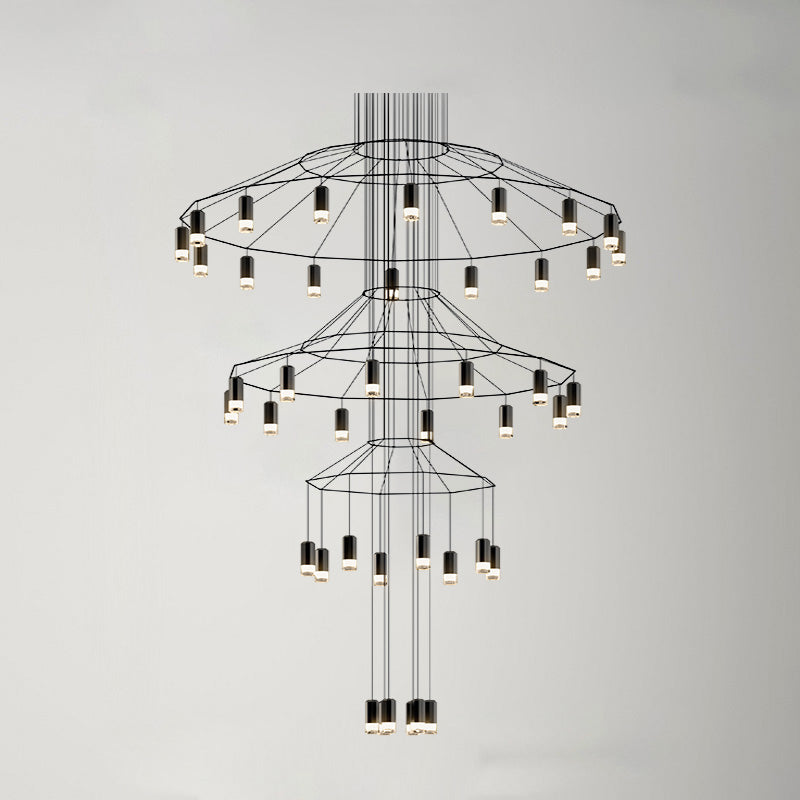 Lustre Sculptural en Fil Métallique