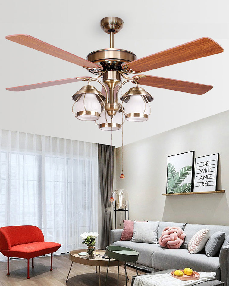 Vintage Ceiling Fan with LED Chandelier
