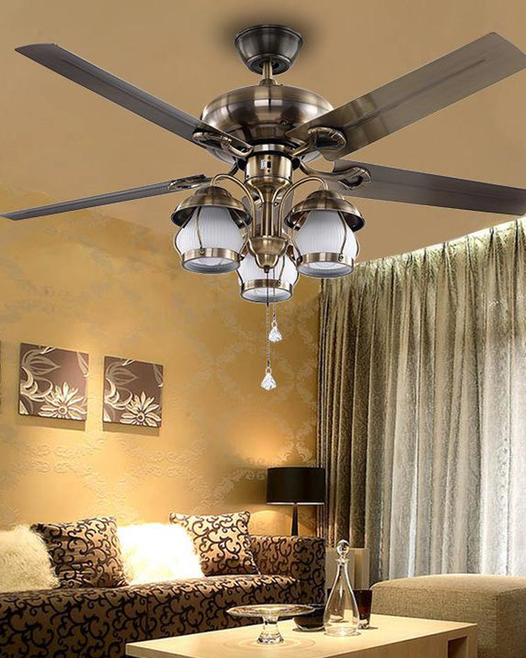 Vintage Ceiling Fan with LED Chandelier