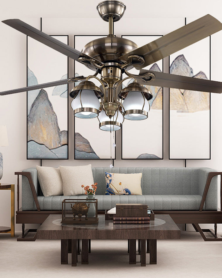 Vintage Ceiling Fan with LED Chandelier