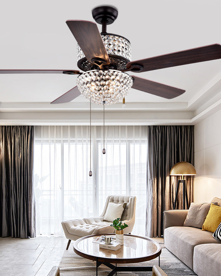 Ceiling Fan with Crystal Chandelier - Crystal Vintage