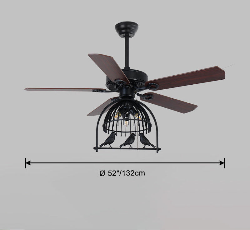 Ventilateur de Plafond Style Vintage avec Cage Déco-RetroCage™