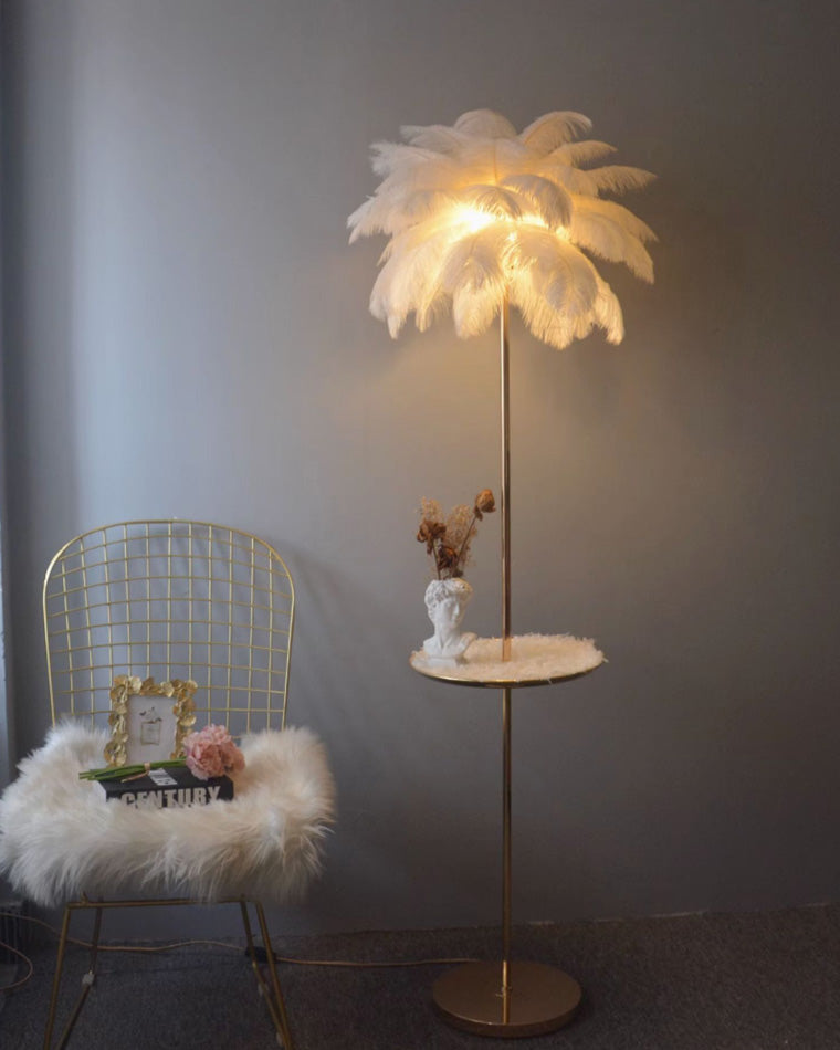 Lampadaire "Palmier Plumeux" avec Plateau