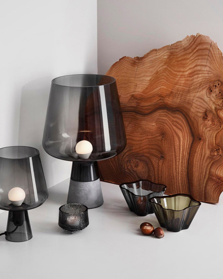 Lampe de Table en Verre Fumé