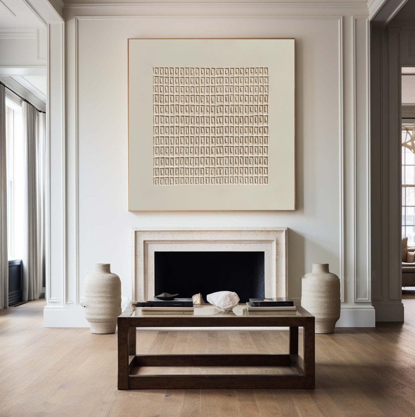 Art Mural Peinture Murale - Grille Beige Élégante 2