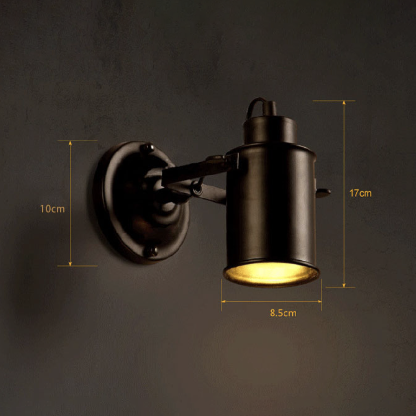 Applique Murale Spot Métal Noir Café - Design Minimaliste pour Salon et Chambre-5