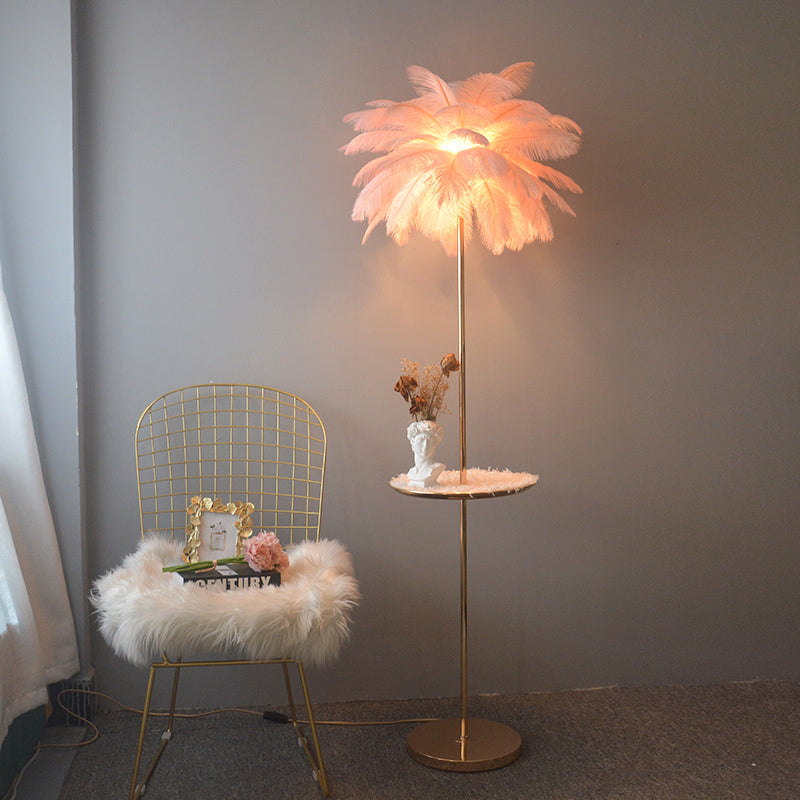 Lampadaire "Palmier Plumeux" avec Plateau