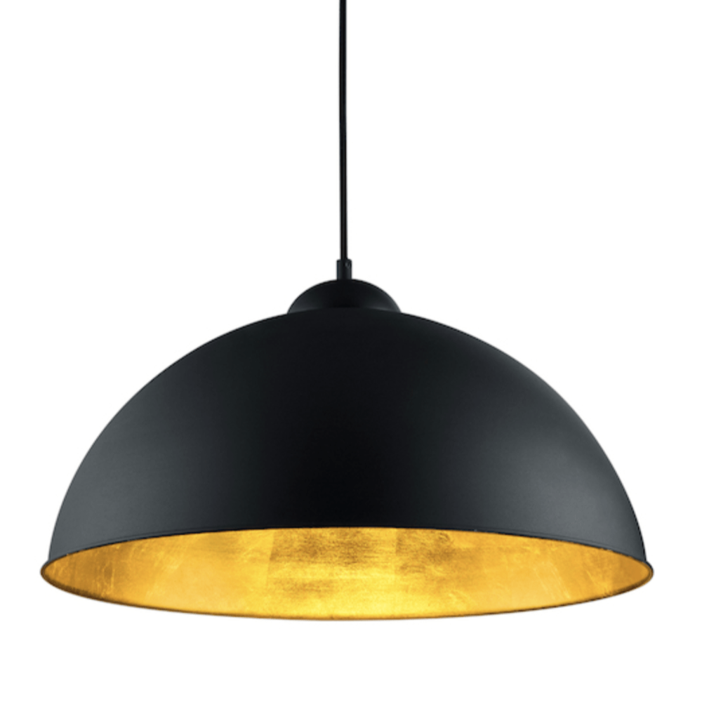 Lampe suspension noire et intérieur dorée