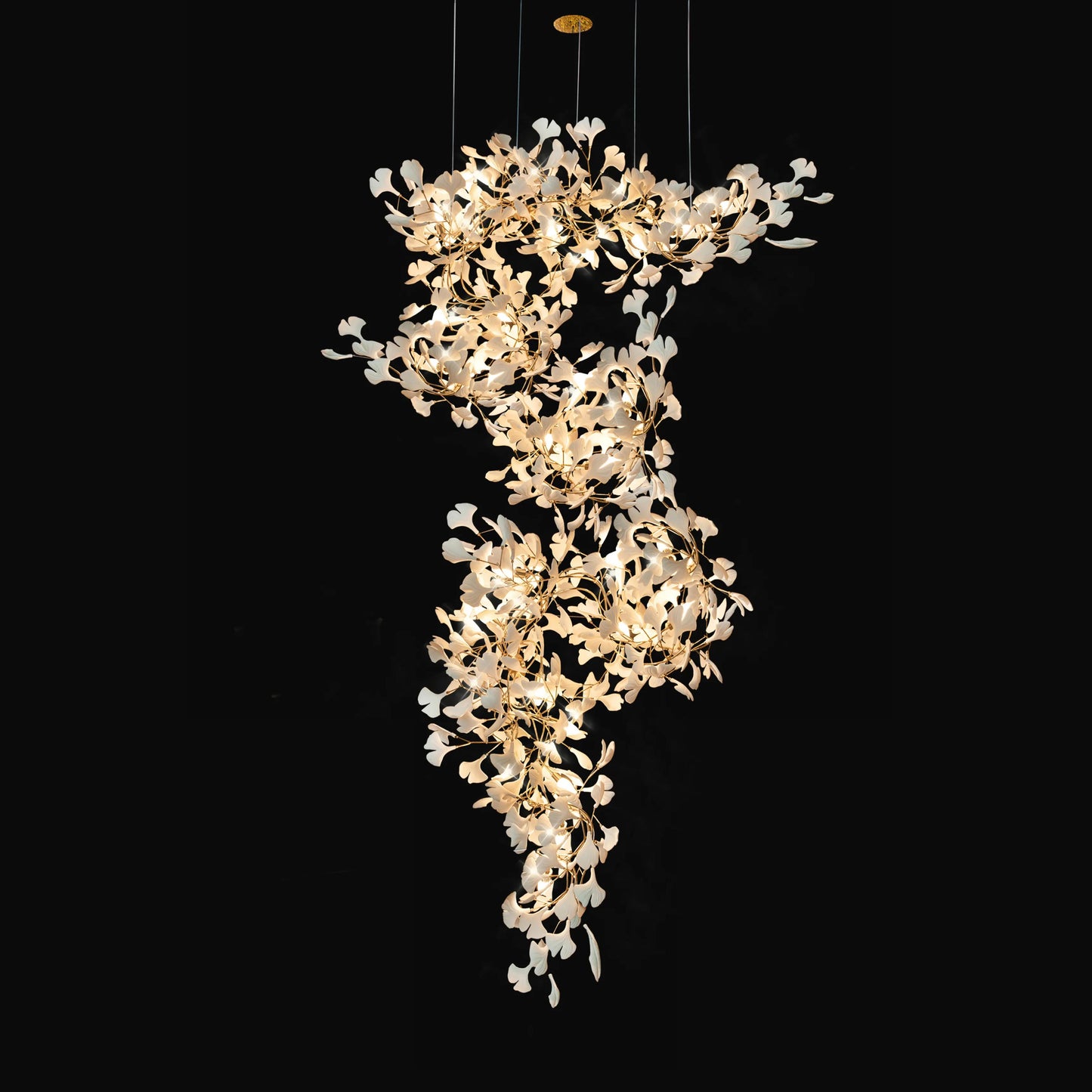 Lustre Cascade Porcelaine Brise Ginkgo