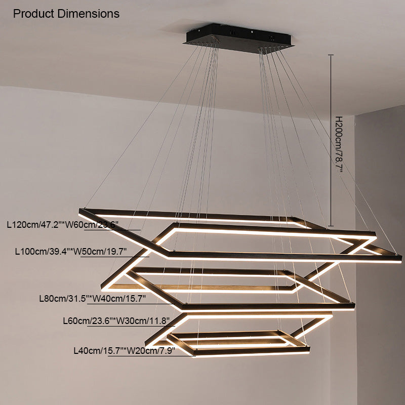 Lustre Rectangulaire à Plusieurs Niveaux - Luminaire Stratégique