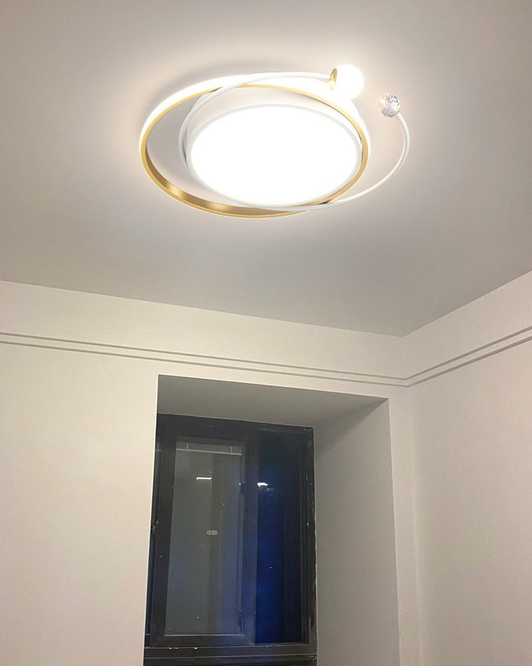 Plafonnier Rond Cristal et Métal Noir & Doré