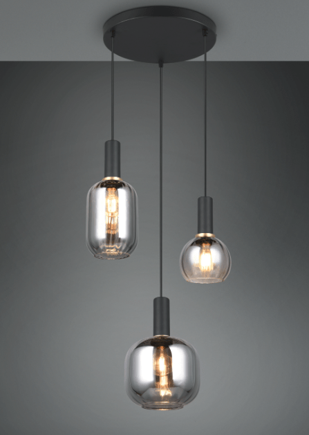 Suspension 3 lampes en verre pour salon