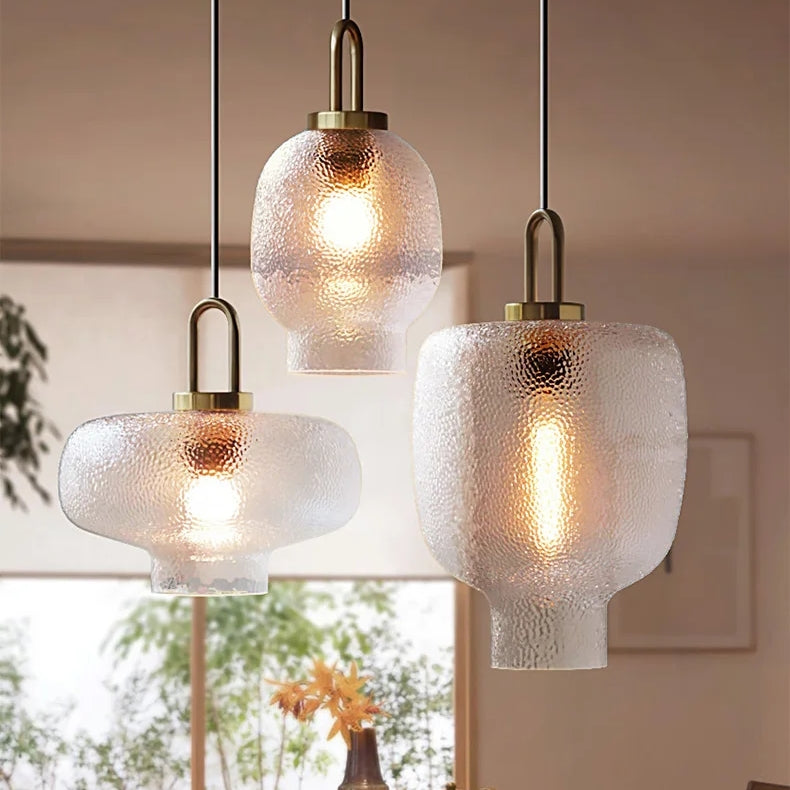 Suspension Moderne Verre Givré - Elara 4