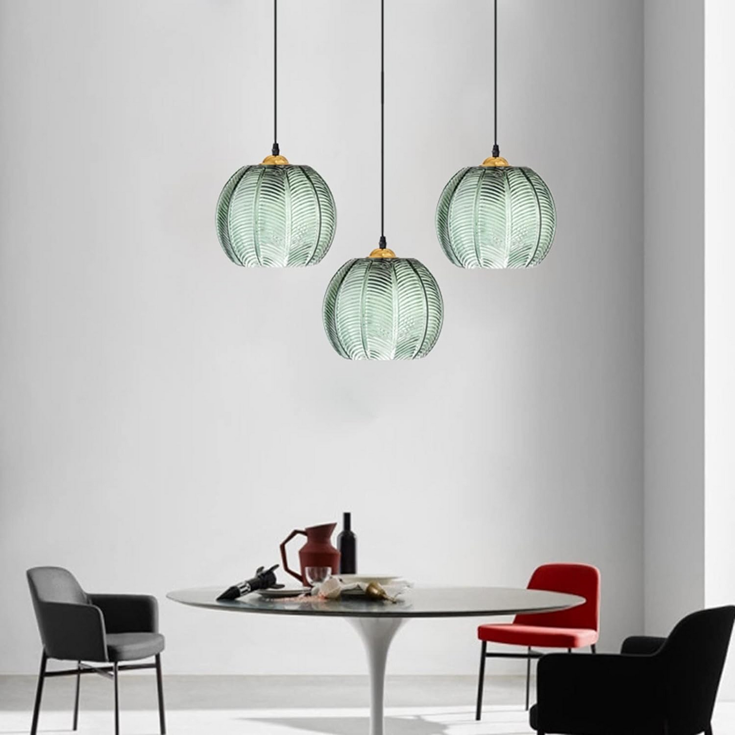 Suspension Moderne en Verre Vert - Liora 1