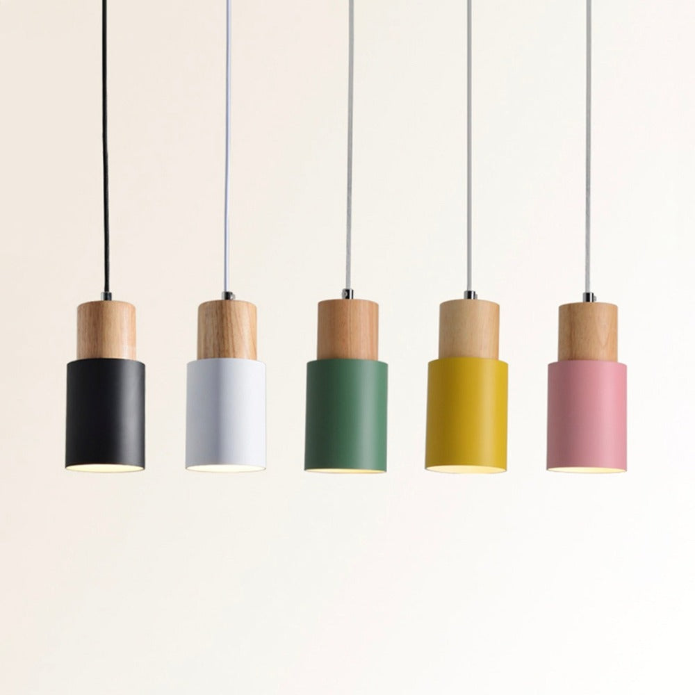 Suspension Cylindrique Design - Wood Minimaliste en Bois et Aluminium-5
