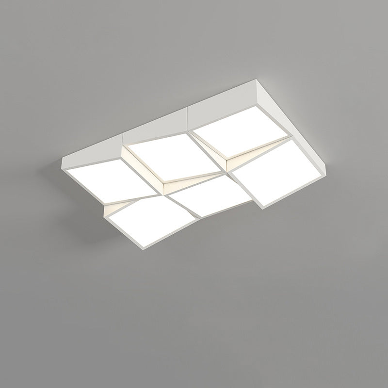 Modern Square or Wavy Ceiling Light in Frosted White