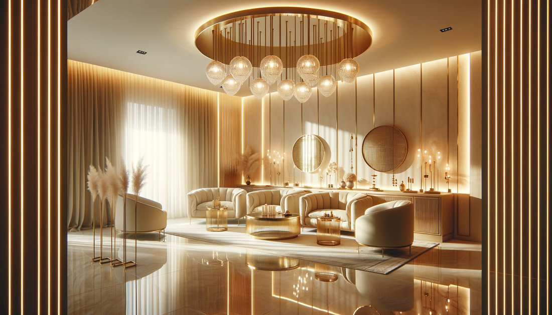 intérieur moderne avec luminaires élégants diffusant une lumière douce et chaleureuse
