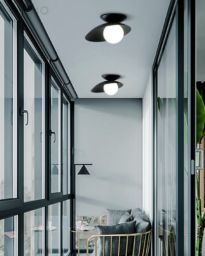 Asymmetrical Frosted Glass Globe Ceiling Light