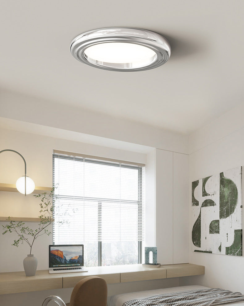 Dimmable Flat Round Chrome Ceiling Light