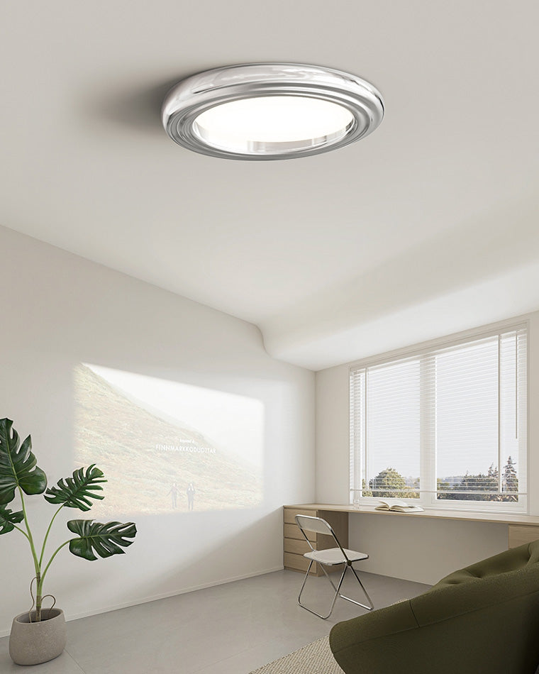 Dimmable Flat Round Chrome Ceiling Light