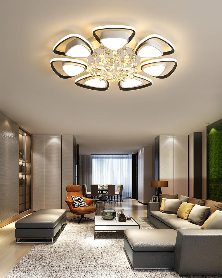 Modern Round Flower Pattern Crystal Ceiling Light